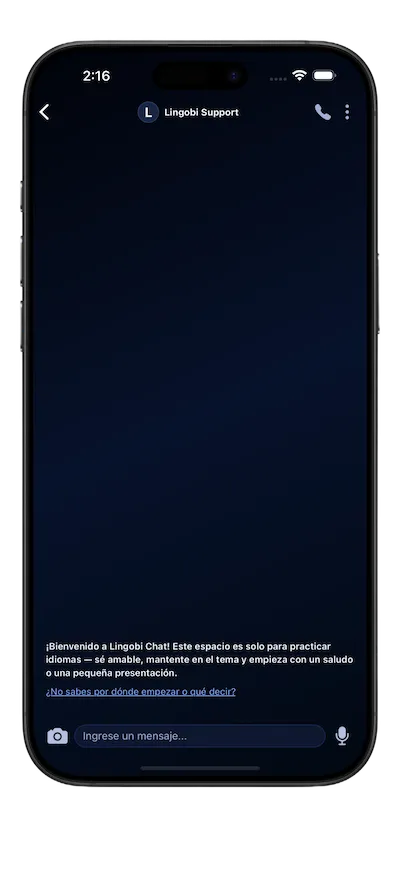 Captura de chat Lingobi
