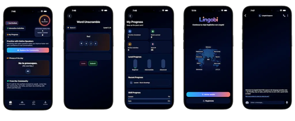 Lingobi app chat interface