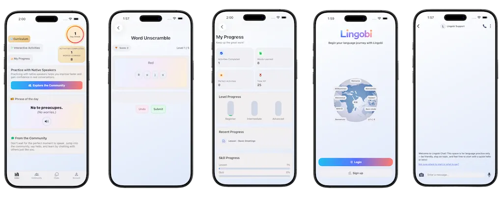 Lingobi app chat interface