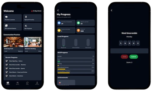 Screenshots of Lingobi App