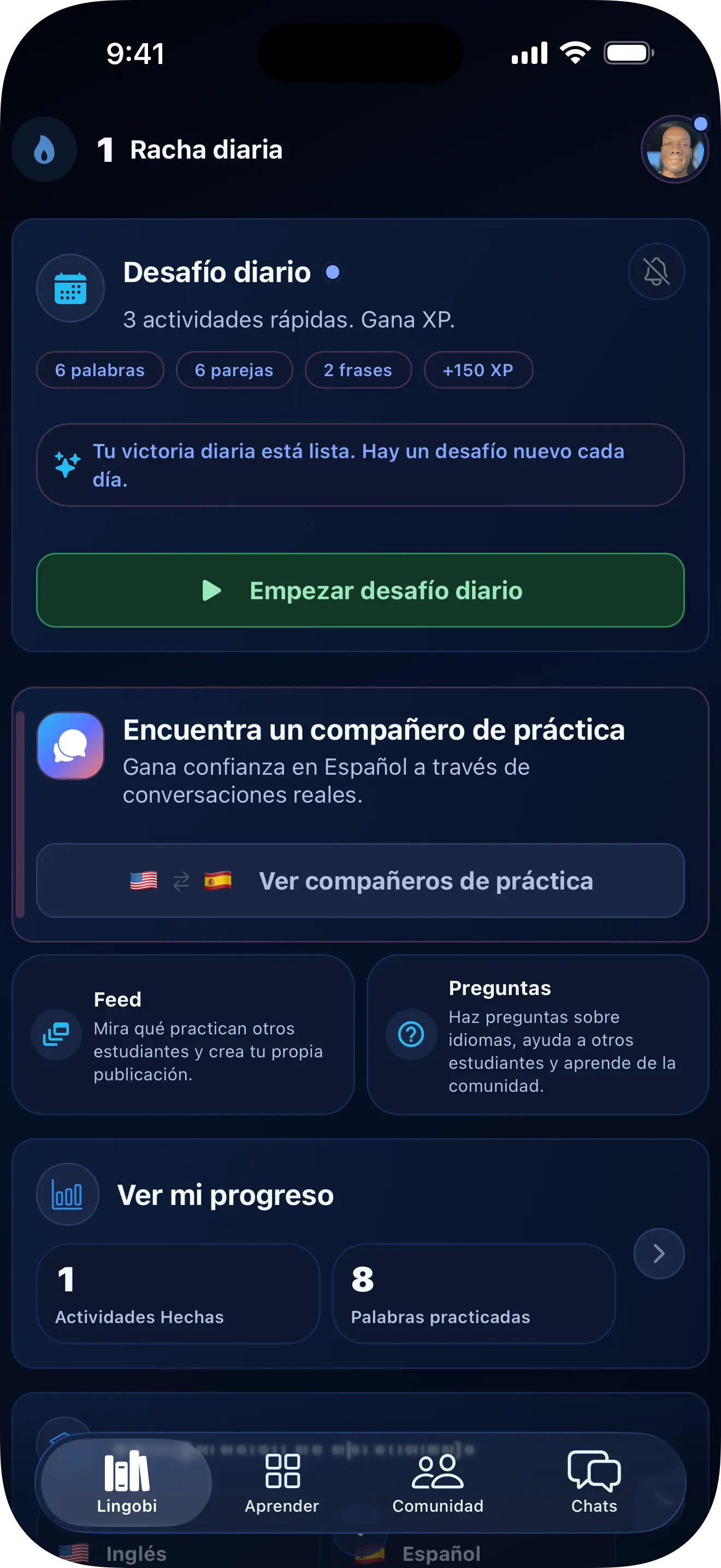 Vista previa de la app Lingobi