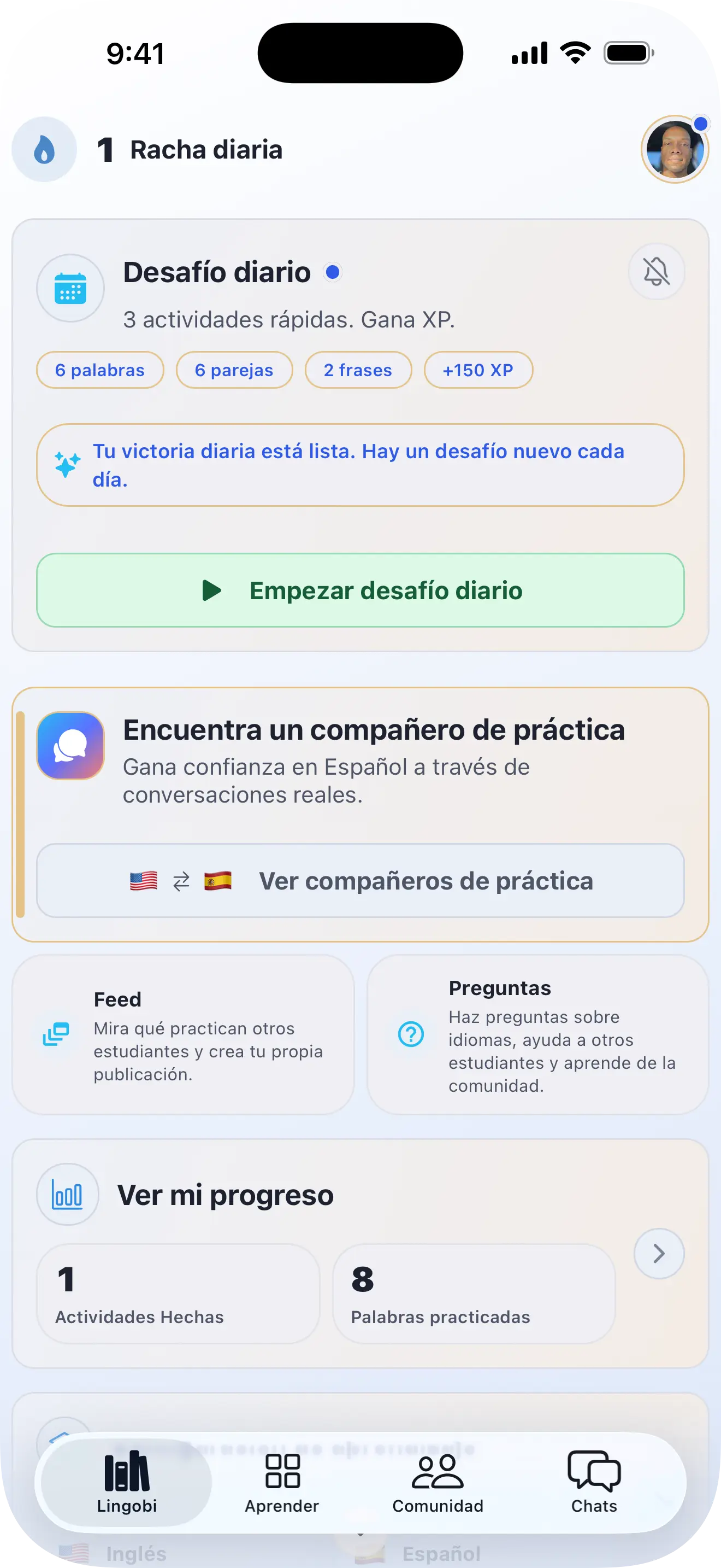 Vista previa de la app Lingobi