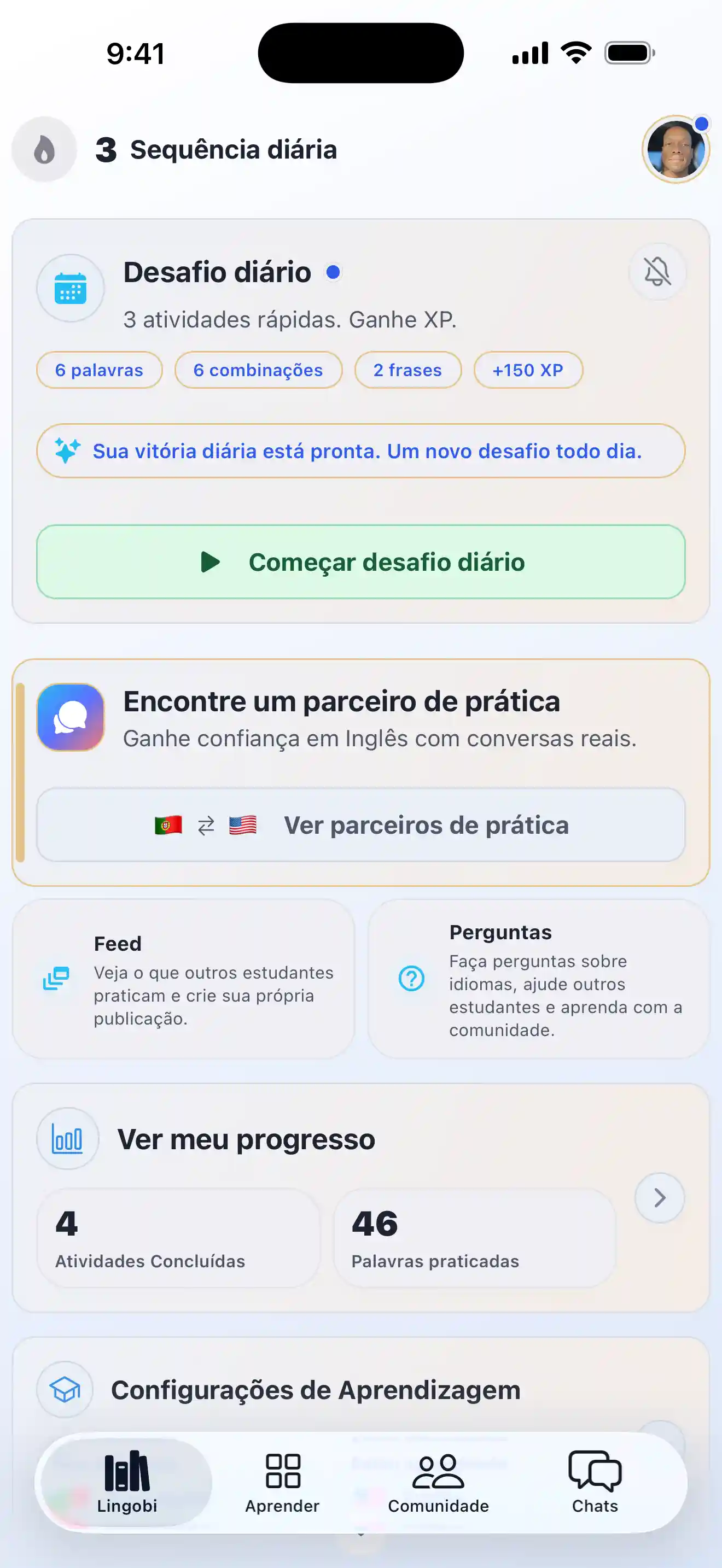 Prévia do app Lingobi