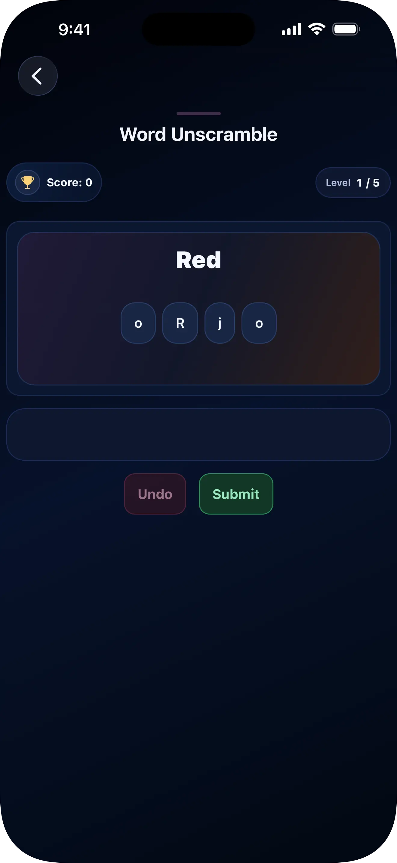 Lingobi word unscramble game