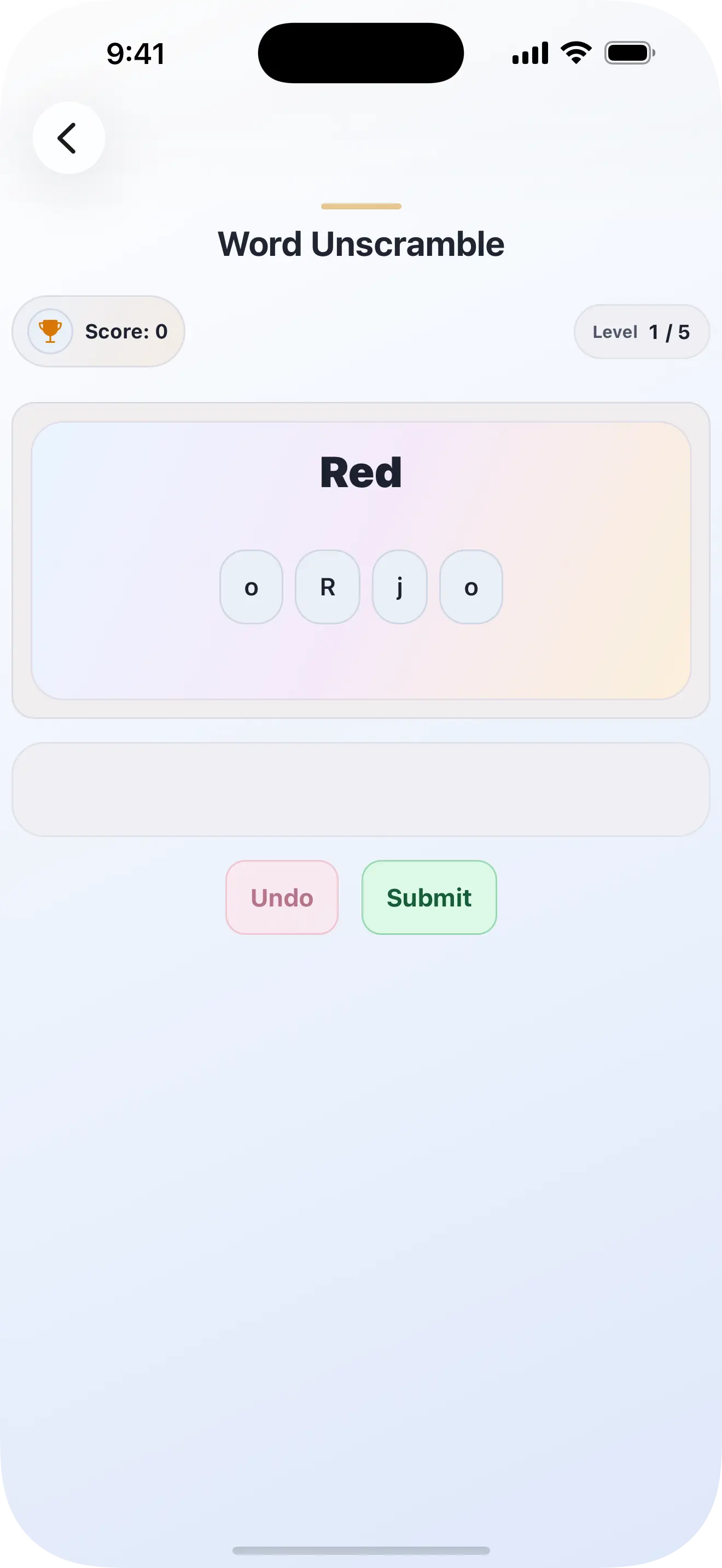 Lingobi word unscramble game