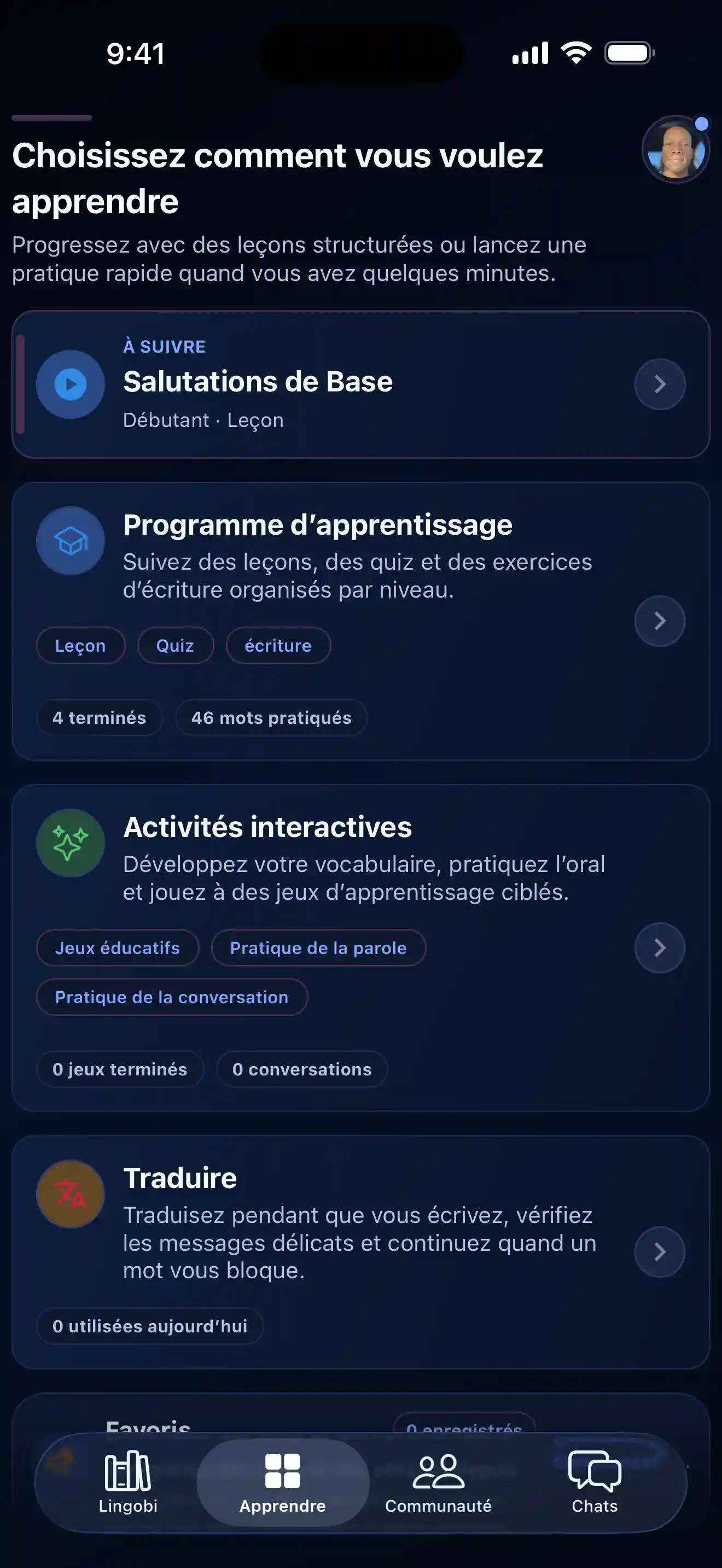 Modes d’apprentissage Lingobi