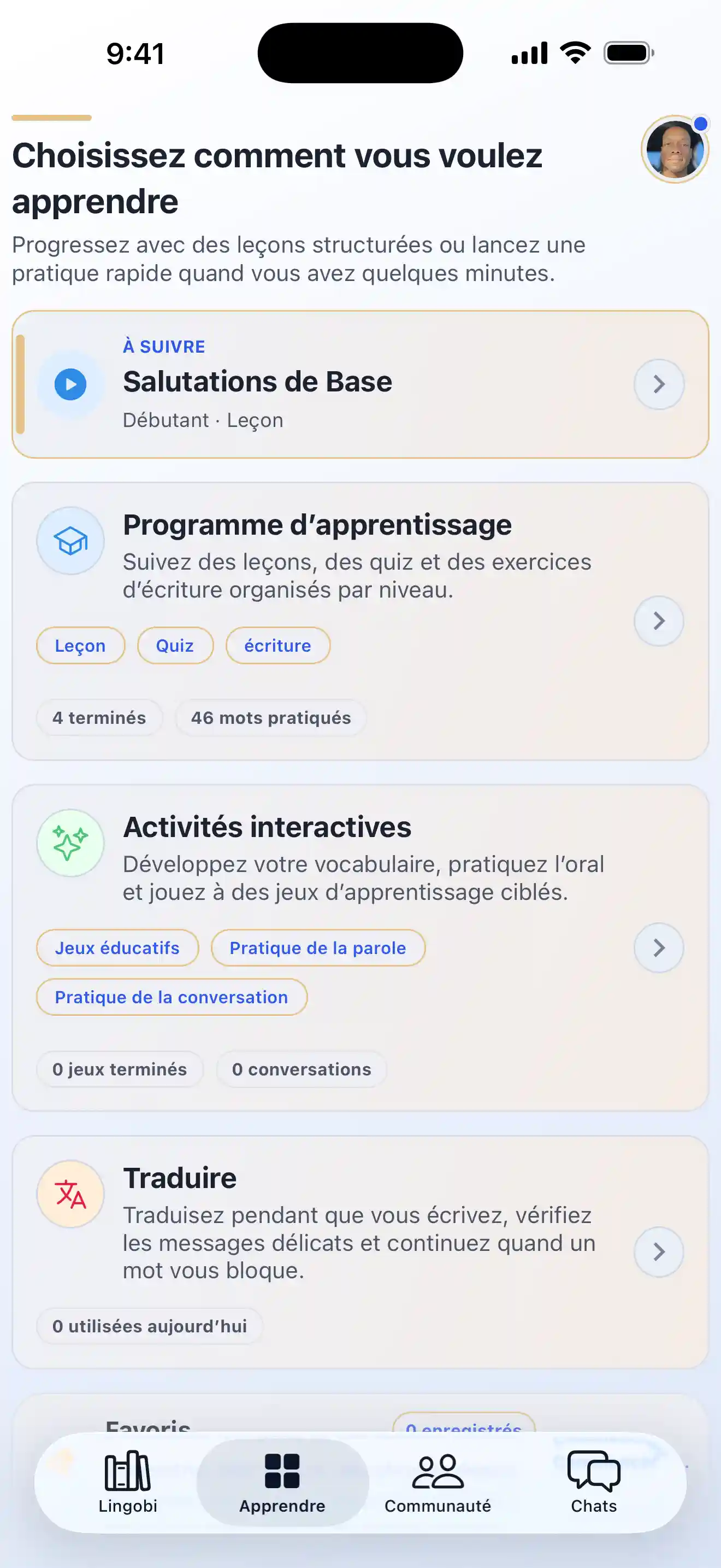 Modes d’apprentissage Lingobi