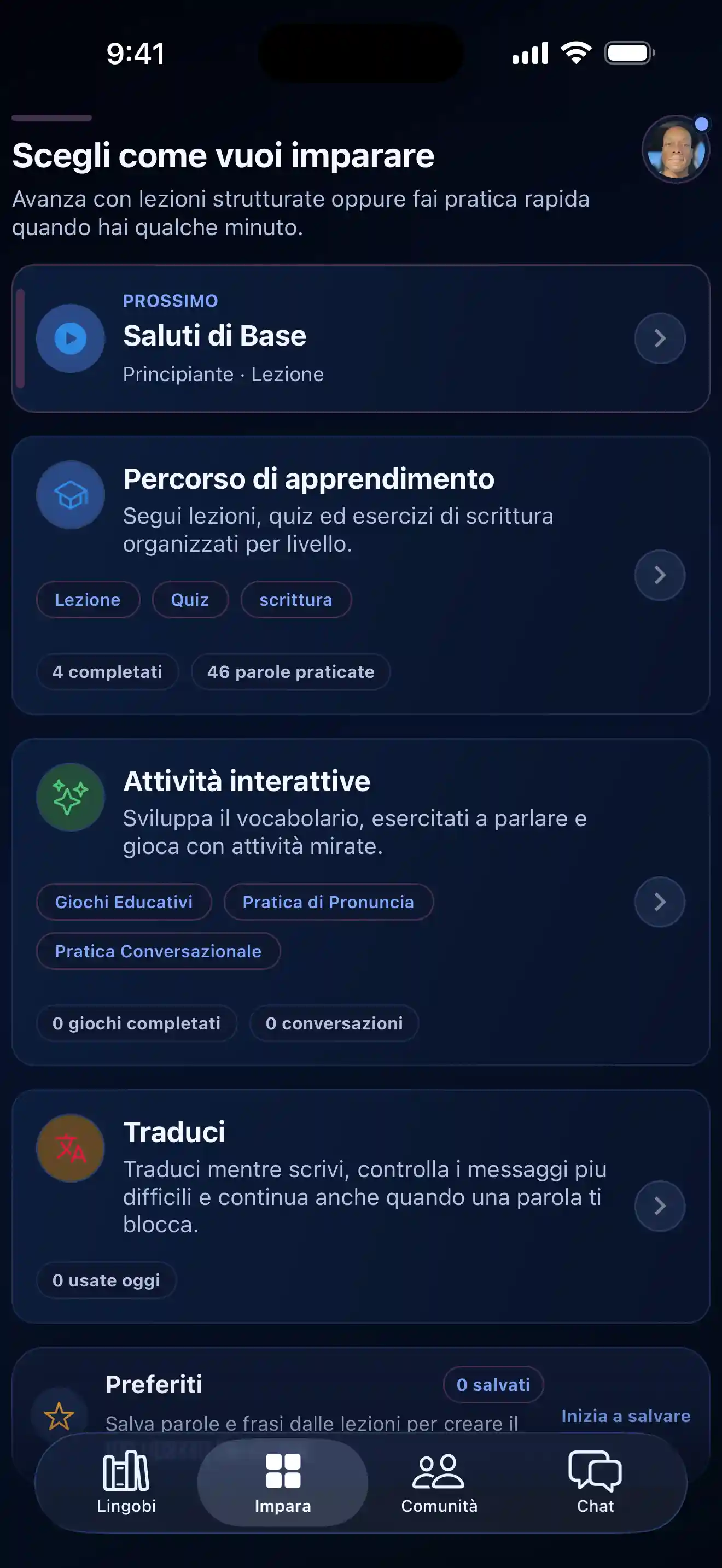 Modalità di apprendimento Lingobi