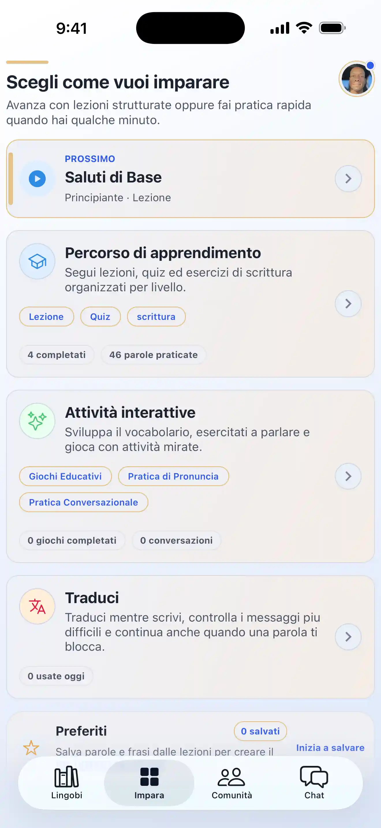Modalità di apprendimento Lingobi