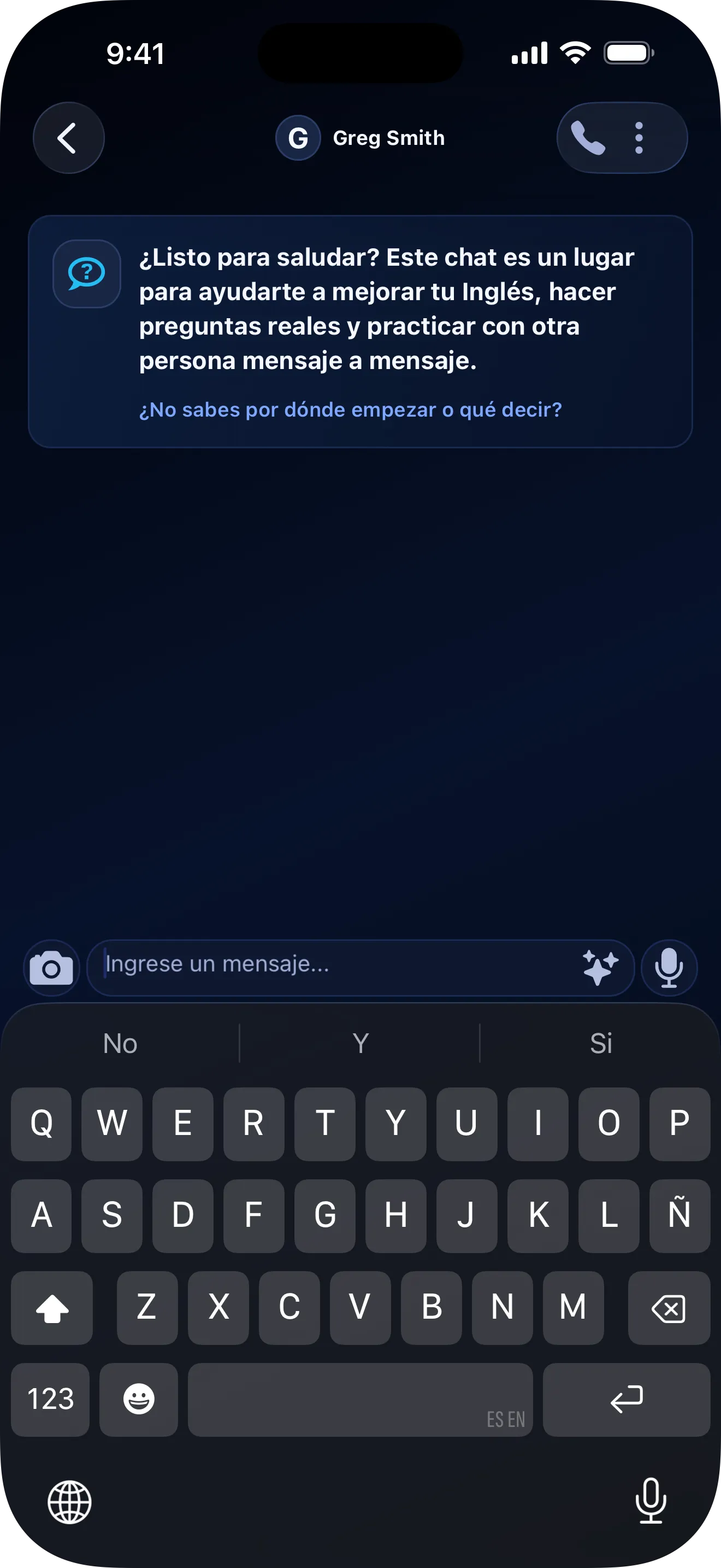 Chat para aprender idiomas en Lingobi