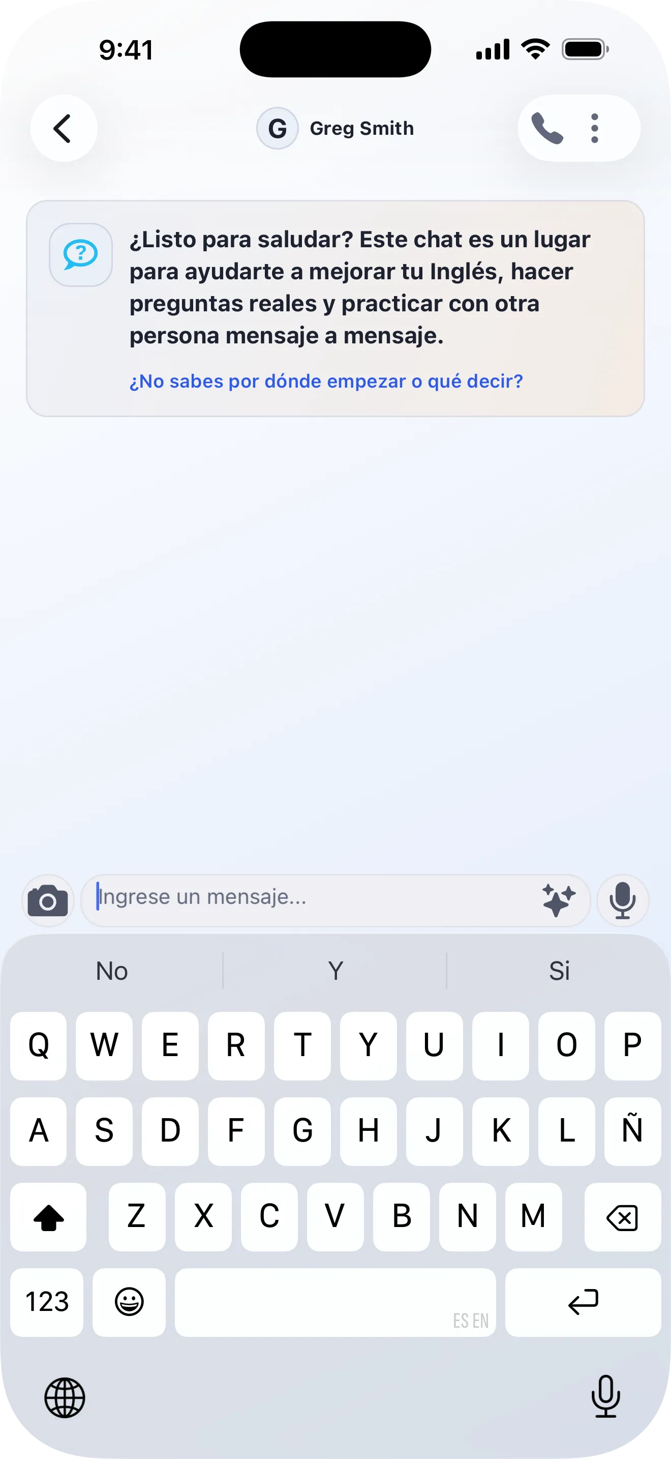Chat para aprender idiomas en Lingobi