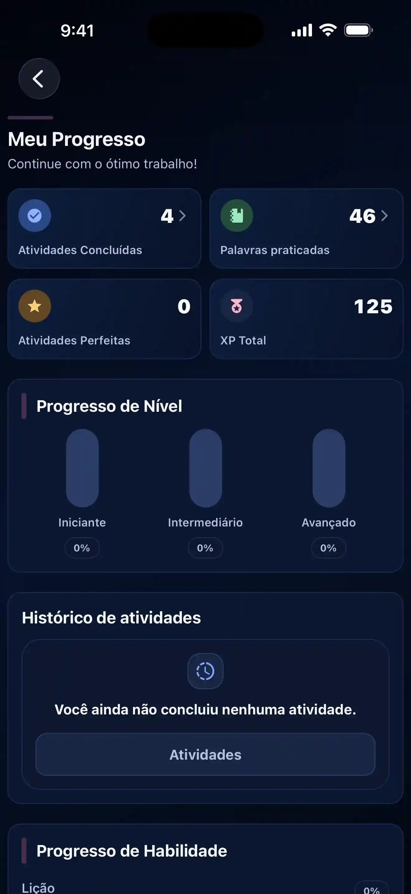 Progresso no Lingobi