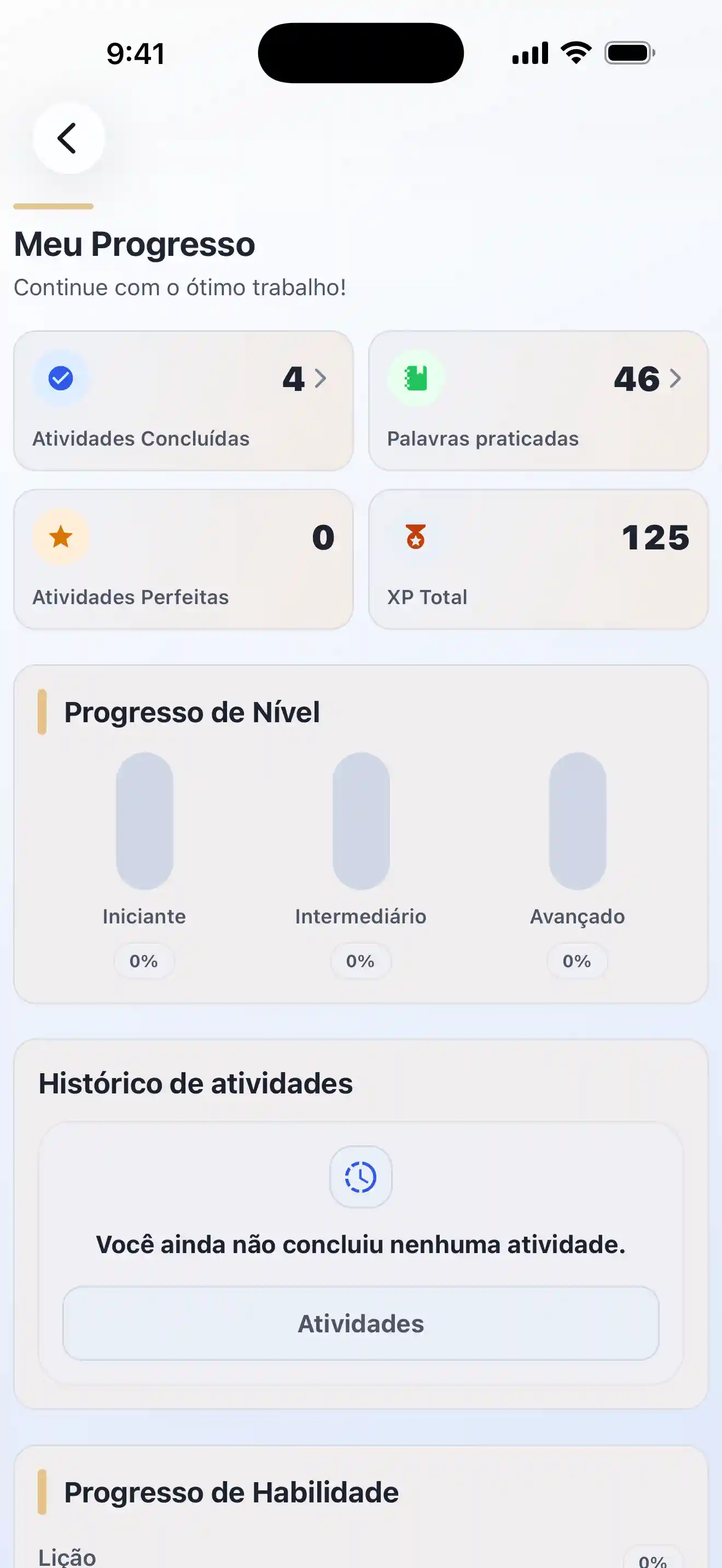 Progresso no Lingobi